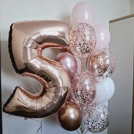 Комплект шаров на 5 лет "Розовое золото"